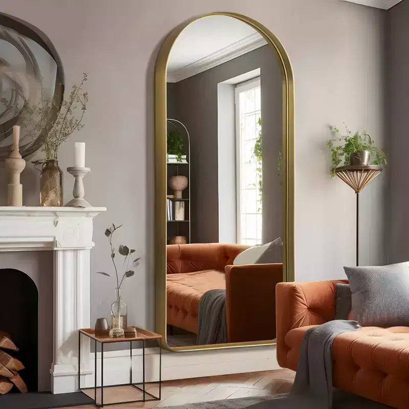 Wall Mounted Mirror Arched Metal Frame Full Length Mirror