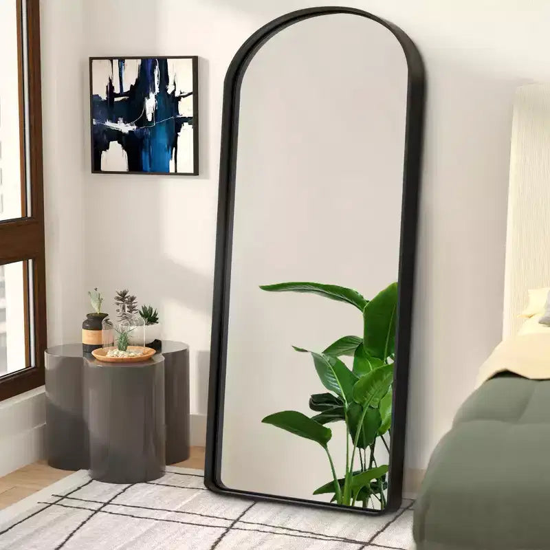 Wall Mounted Mirror Arched Metal Frame Full Length Mirror