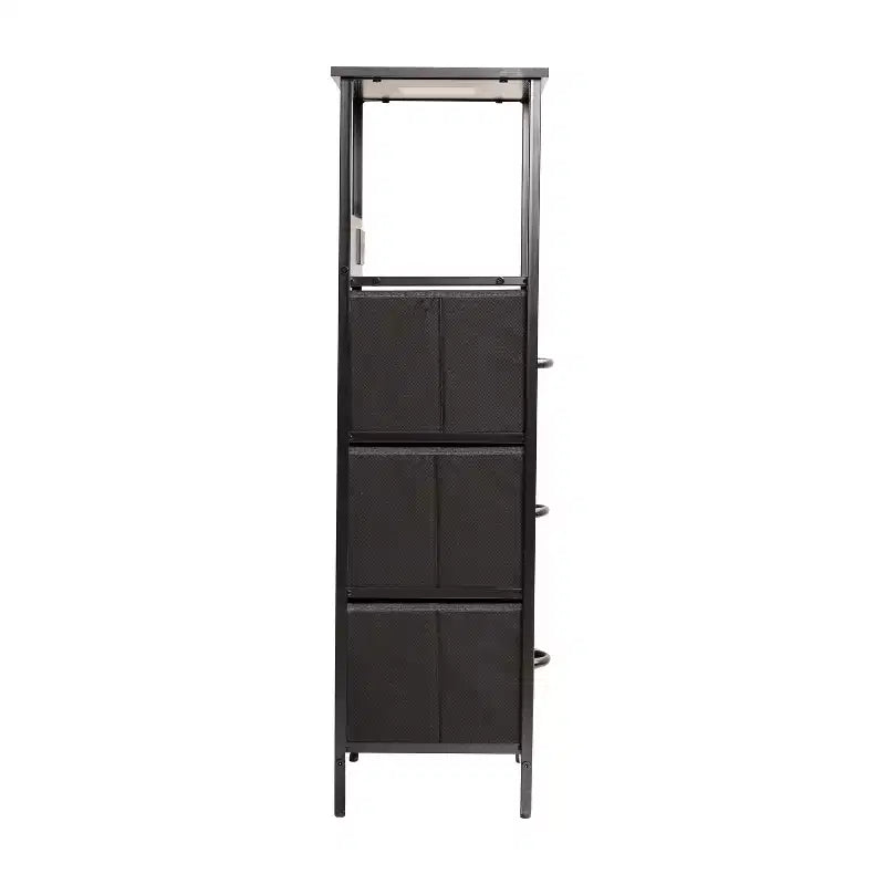3 Drawer Nightstand with Charging Station, 2 USB Ports and 1 Outlet, Metal Frame, Engineered Wood Top, Drawers and Handles