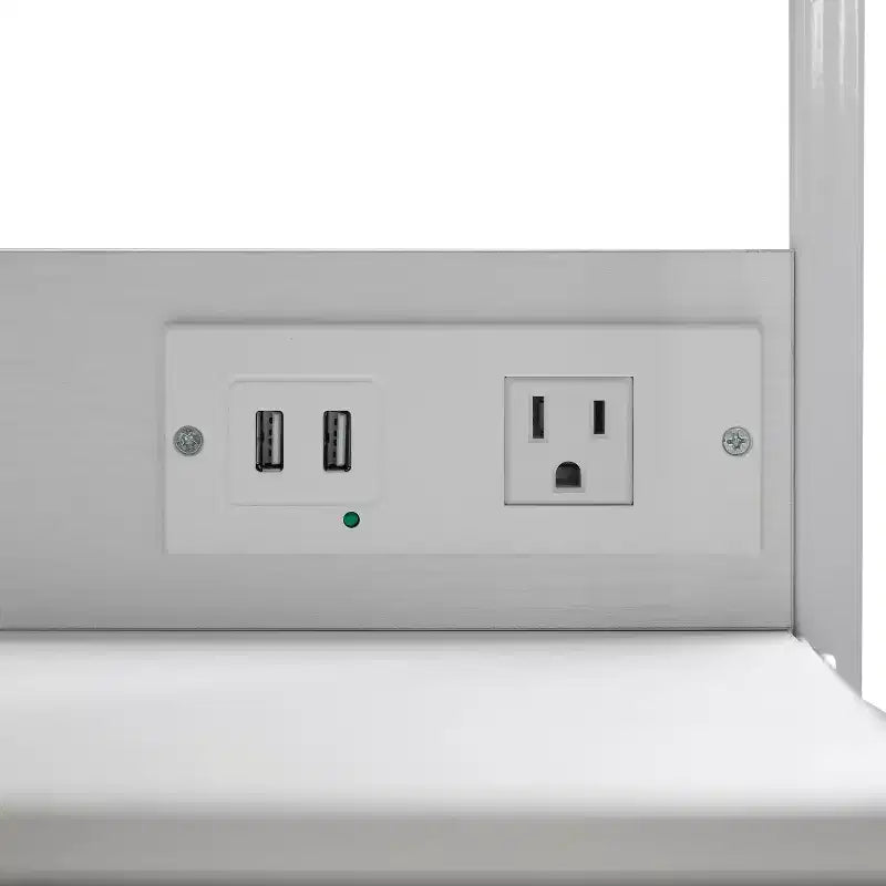 3 Drawer Nightstand with Charging Station, 2 USB Ports and 1 Outlet, Metal Frame, Engineered Wood Top, Drawers and Handles