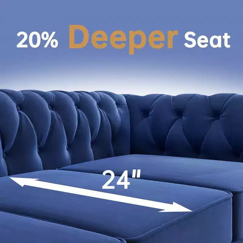 60 in. Velvet Blue Couches 2-Seater Loveseat for Living Room Furniture