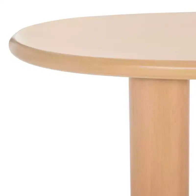 Tavolino da salotto ovale in legno massello con gambe cilindriche spesse