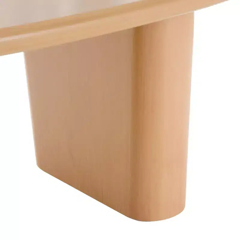 Tavolino da salotto ovale in legno massello con gambe cilindriche spesse