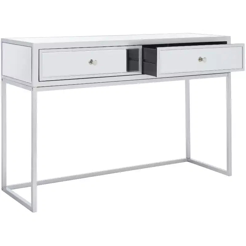 2 Drawer Mirrored Desk - Silver/Mirror