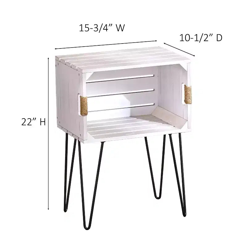 Rustic Wooden Crate End Table with Jute Wrapped Handles