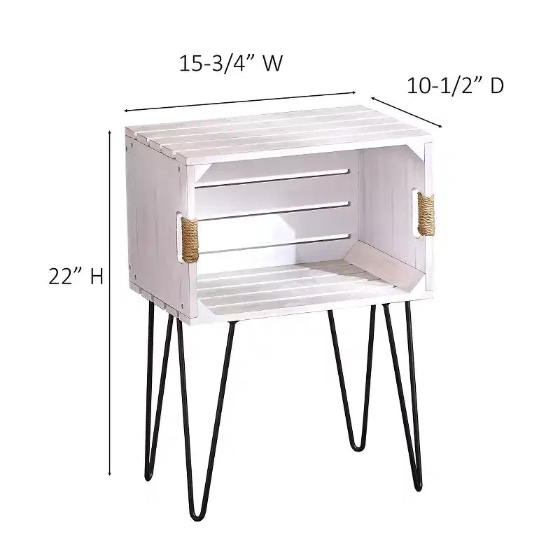 Rustic Wooden Crate End Table with Jute Wrapped Handles