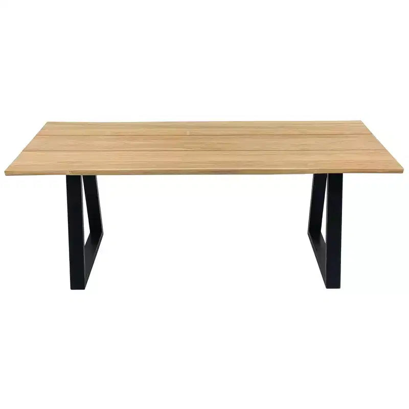 Tavolo da pranzo per interni o esterni da 79 pollici, per 4-6 persone - beige con gambe nere