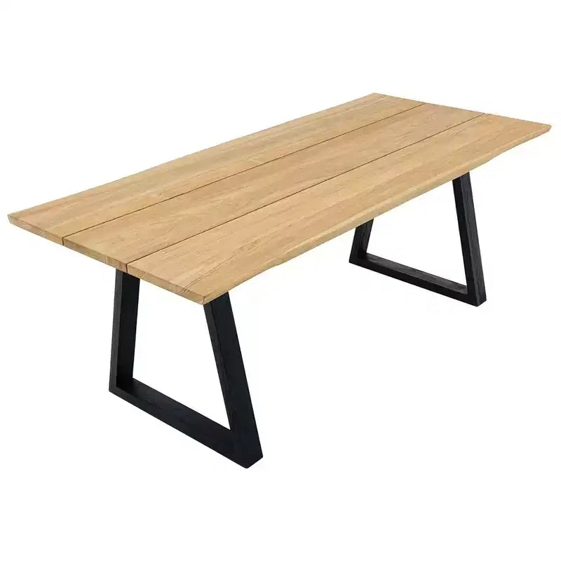 79 Natural 4-6 Person Indoor or Outdoor Dining Table - Beige w/ Black Legs